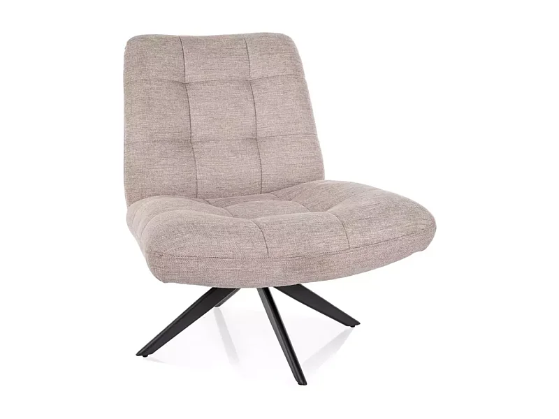 Fauteuil pivotant avec tissu beige clair et structure métal noir mat TORNA