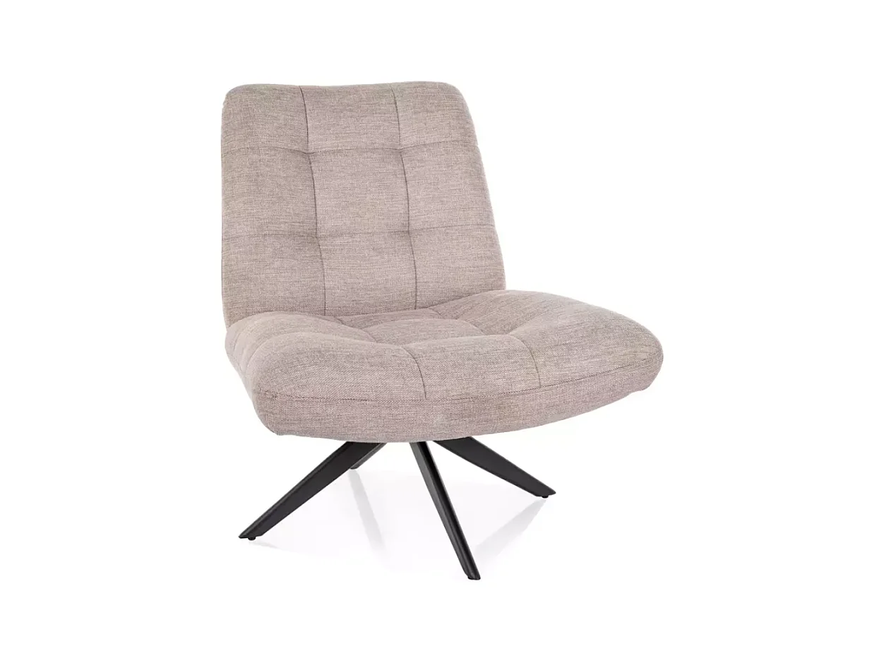 Fauteuil pivotant avec tissu beige clair et structure métal noir mat TORNA