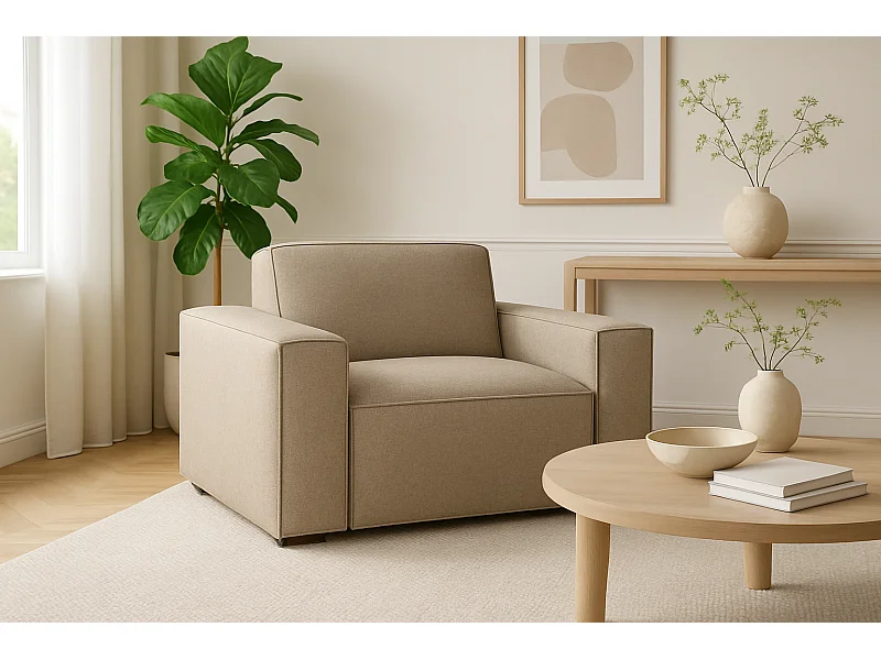 Fotel modułowy Cursal – 124 x 102 x 70 cm,  beżowy Raven 30, nowoczesny design