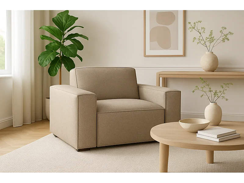 Fauteuil modulaire Cursal – 124 x 102 x 70 cm,beige Raven 30, design moderne