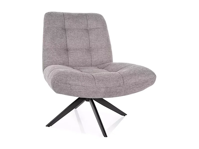 Fauteuil pivotant avec tissu gris et structure métal noir mat TORNA