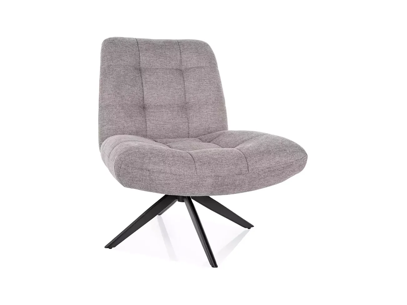 Fauteuil pivotant avec tissu gris et structure métal noir mat TORNA