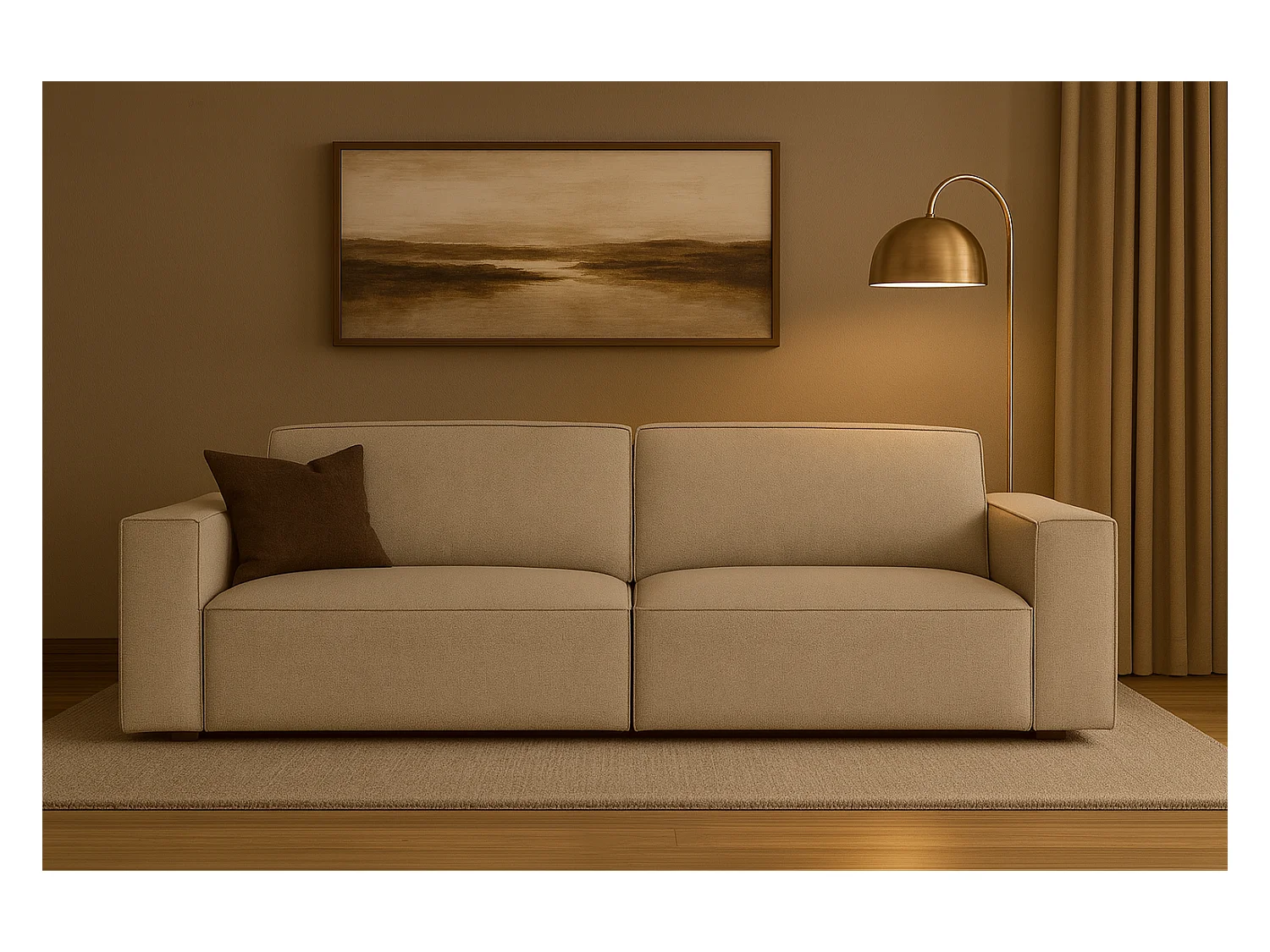 Canapé Cursal 3 places 244x102x70 cm beige Raven 30