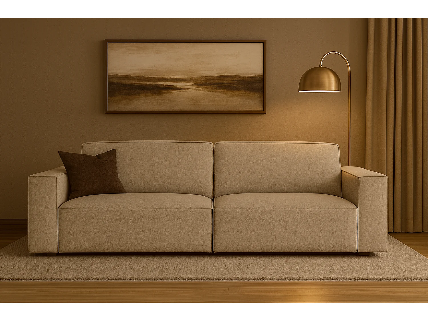 Canapé Cursal 3 places 244x102x70 cm beige Raven 30
