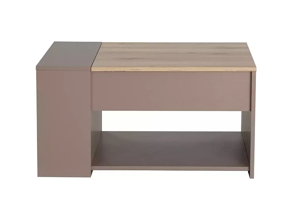 Table basse relevable avec rangement chêne et beige LONDA
