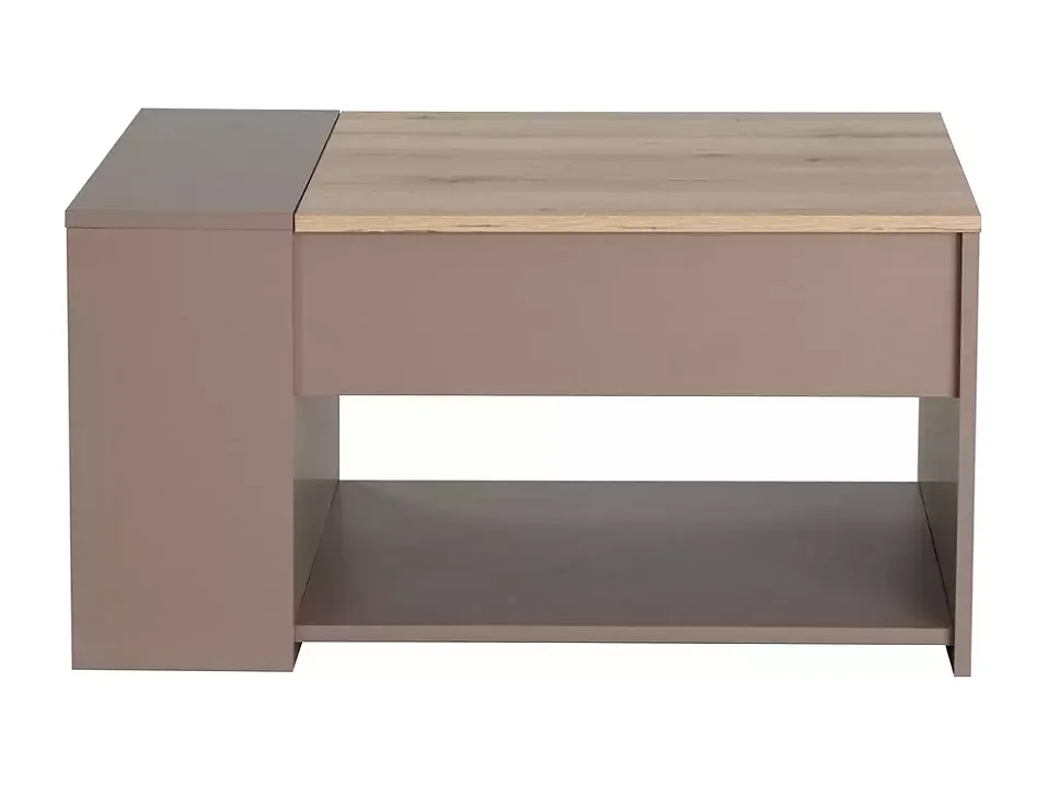 Table basse relevable avec rangement chêne et beige LONDA