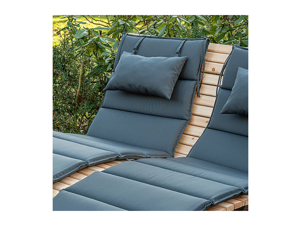 Home Deluxe Chaise longue en bois ondulé TAIGA Quantité : 2