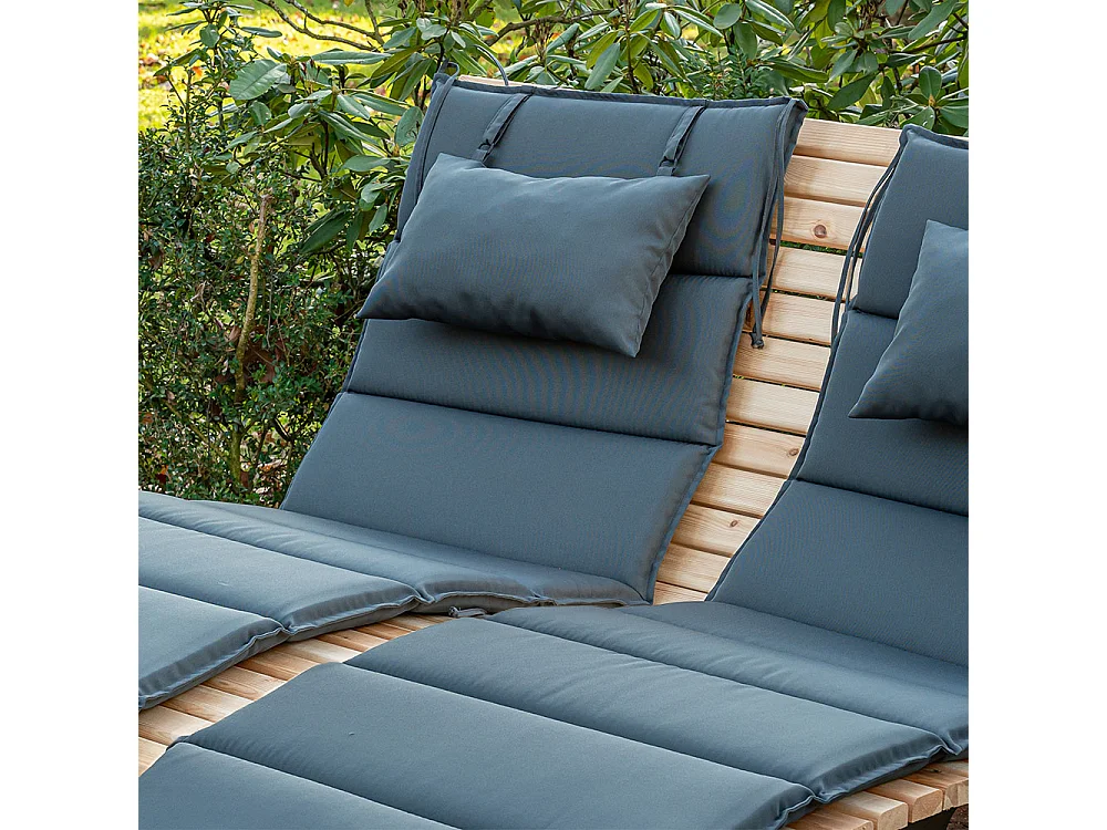 Home Deluxe Chaise longue en bois ondulé TAIGA Quantité : 2