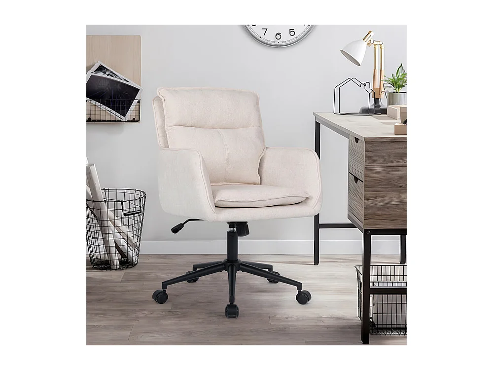 Home Deluxe Chaise de bureau CORA Tissu Beige - réglable en hauteur