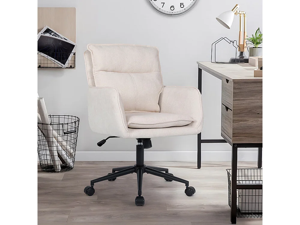 Home Deluxe Chaise de bureau CORA Tissu Beige - réglable en hauteur