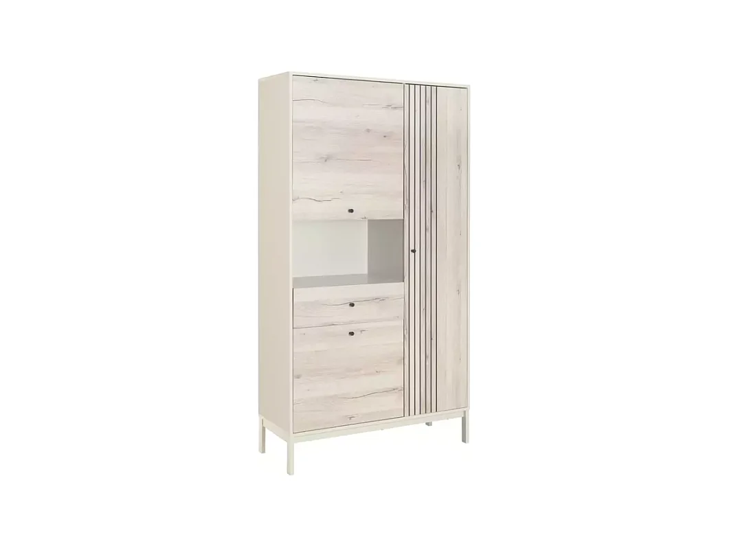 Étagère haute FARGOL 1 avec structure métal, coloris blanc cassé et chêne alpin