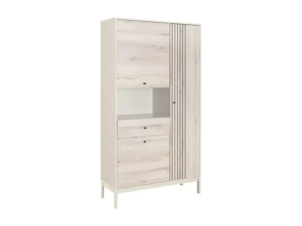 Étagère haute FARGOL 1 avec structure métal, coloris blanc cassé et chêne alpin