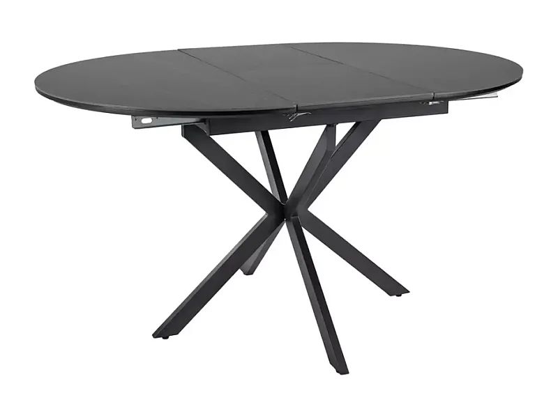 Table ronde extensible céramique noire 6 personnes pied métal MILANOZ3