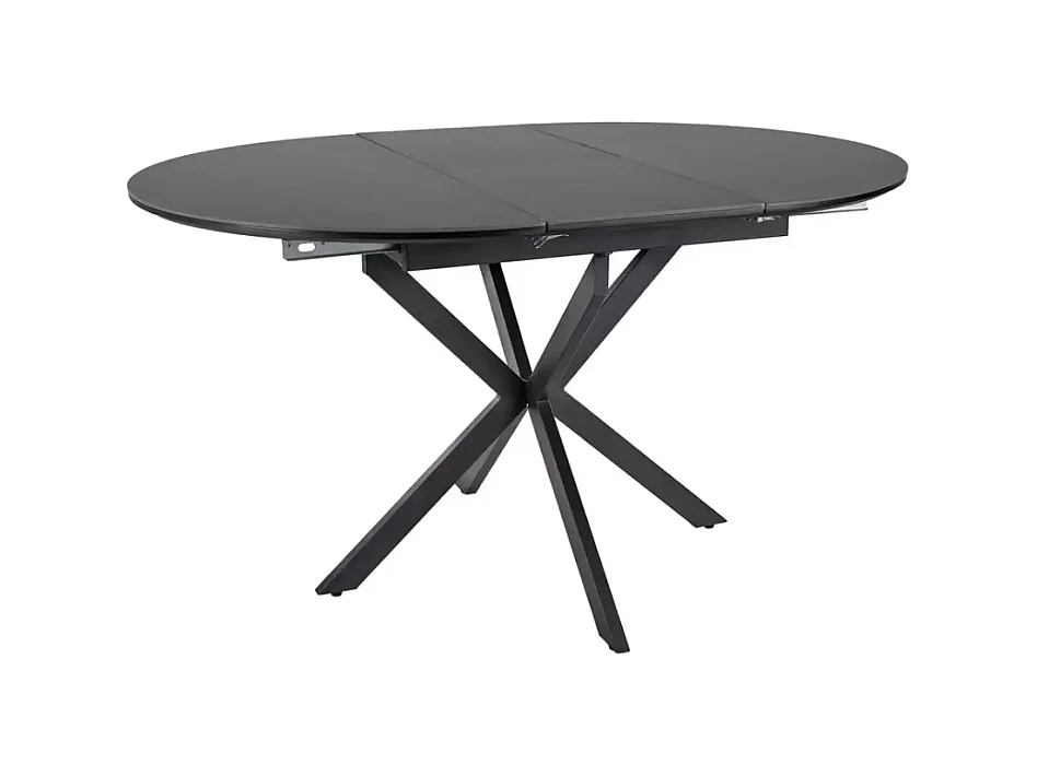 Table ronde extensible céramique noire 6 personnes pied métal MILANOZ3