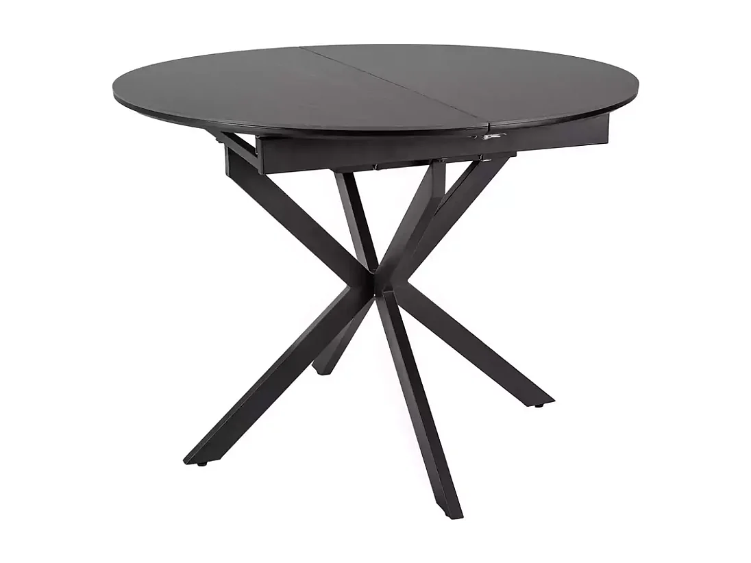 Table ronde extensible céramique noire 6 personnes pied métal MILANOZ3
