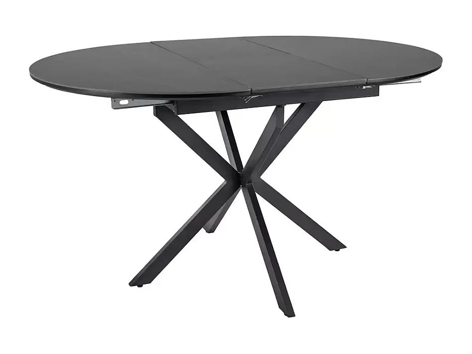Table ronde extensible céramique noire 6 personnes pied métal MILANOZ3
