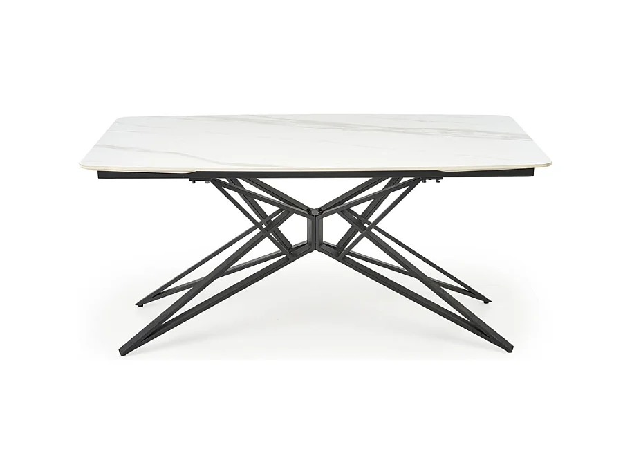 Table à manger extensible 160/240 cm - plateau aspect marbre blanc BEATRIX