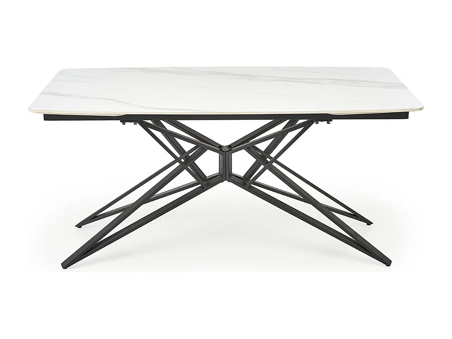 Table à manger extensible 160/240 cm - plateau aspect marbre blanc BEATRIX