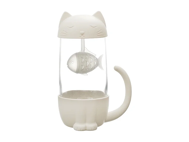 Mug kawaii chat avec infuseur en forme de poisson de 30 cl