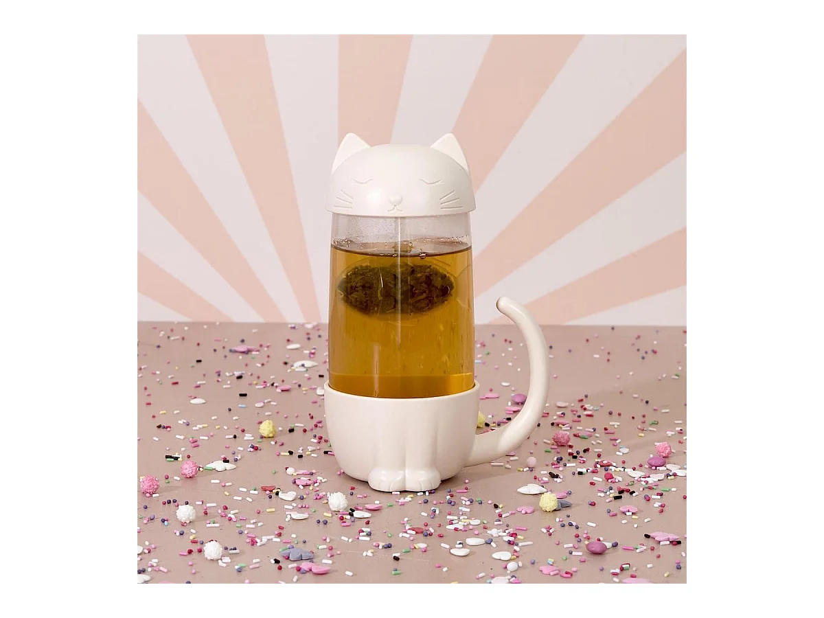 Mug kawaii chat avec infuseur en forme de poisson de 30 cl