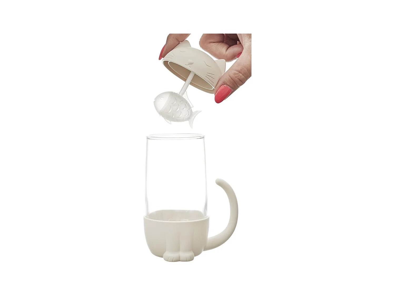 Mug kawaii chat avec infuseur en forme de poisson de 30 cl