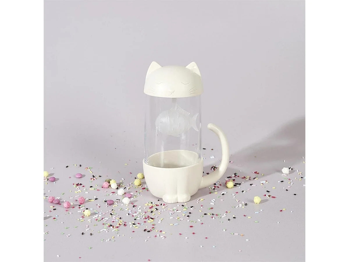 Mug kawaii chat avec infuseur en forme de poisson de 30 cl