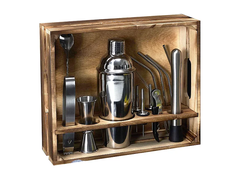 Coffret à Cocktail en bois avec 15 Accessoires - BLOODYMARY