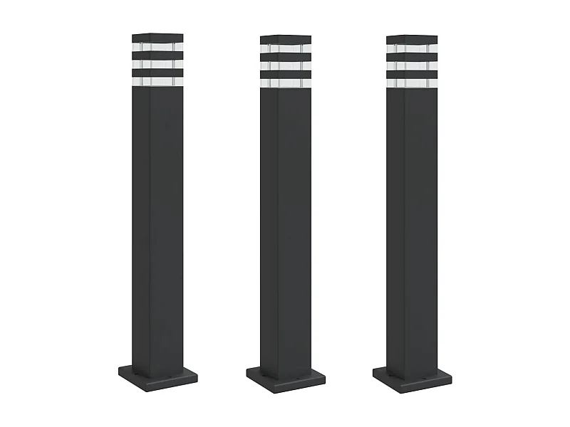 Lampade da terra per esterno 3 pz 80 cm alluminio nero 02_0042554
