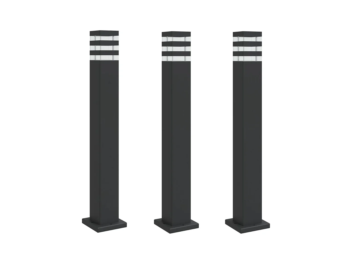 Lampadaires d'extérieur 3 pcs aluminium noire 14 x 14 x 80 cm 02_0042554