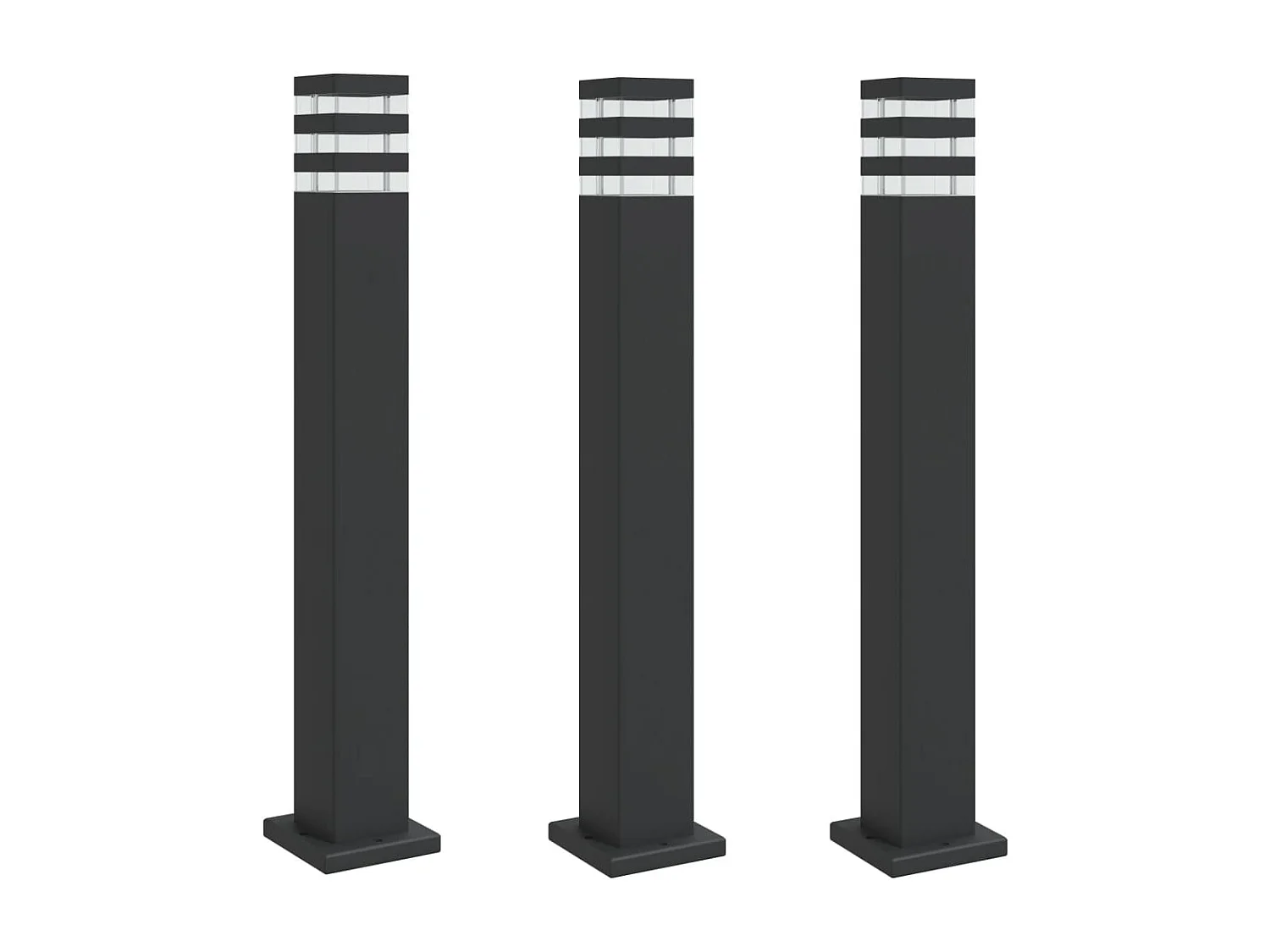 Lampadaires d'extérieur 3 pcs aluminium noire 14 x 14 x 80 cm 02_0042554