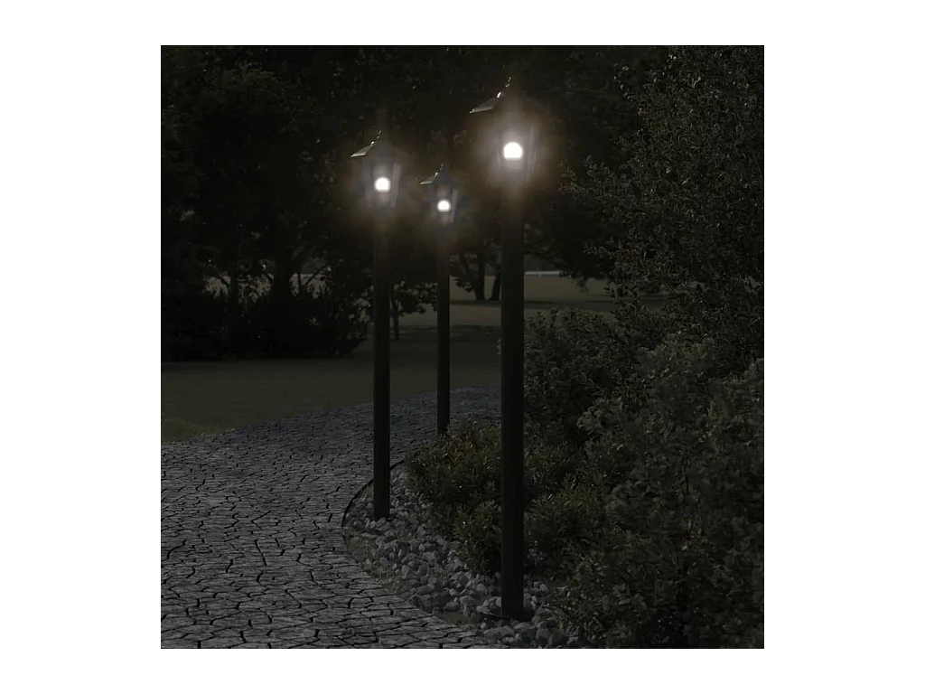 Lampadaires d'extérieur 3 pcs argenté 11 x 11 x 120 cm 02_0042548