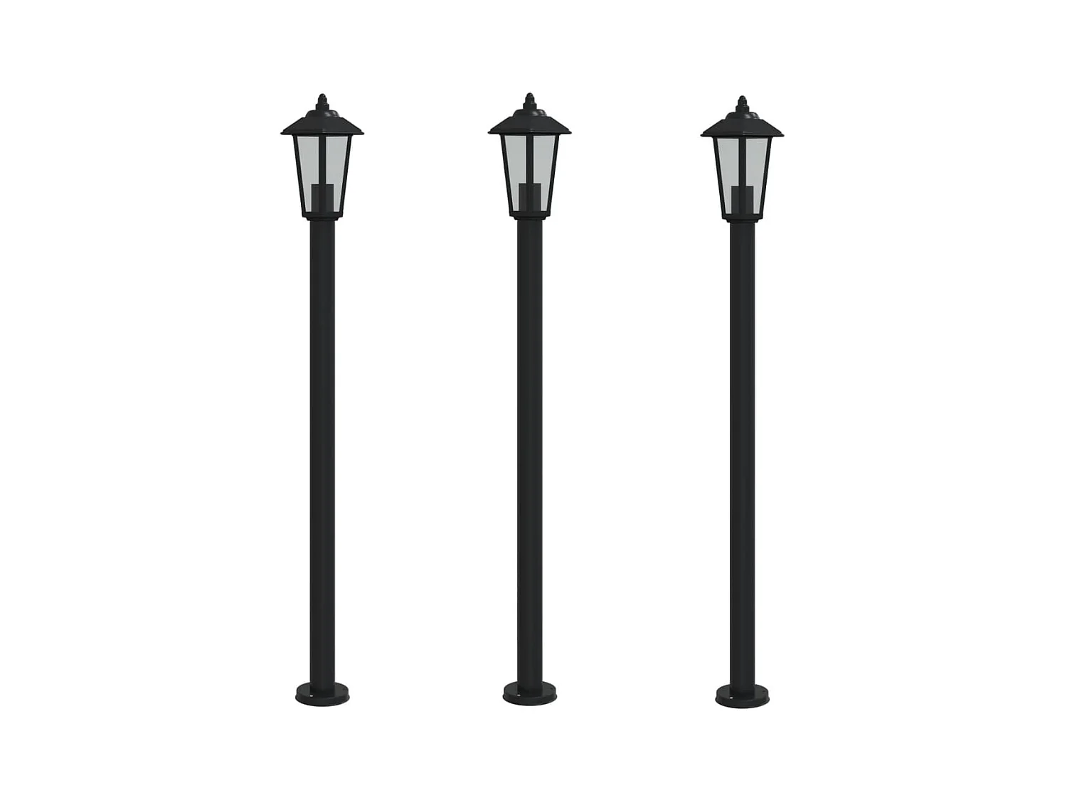 Lámparas de pie para exterior 3 piezas 120 cm acero inoxidable negro 02_0042548