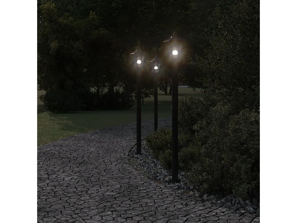 Lampade da terra per esterno 3 pz 120 cm acciaio inox nero 02_0042548