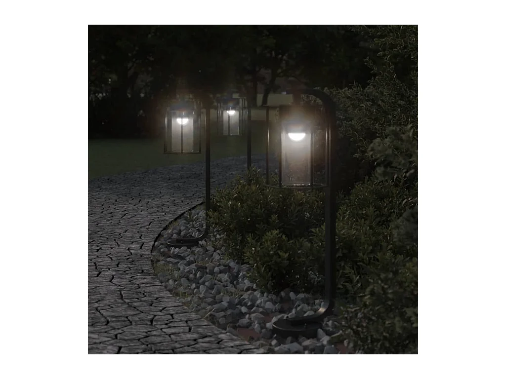 Lampadaires d'extérieur 3 pcs argenté 13 x 13 x 60 cm 02_0042552