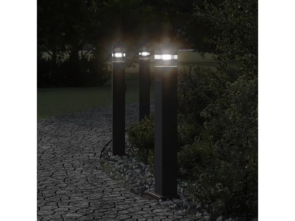 Lampadaire d'extérieur avec sortie aluminium noire 14 x 14 x 80 cm 02_0042531