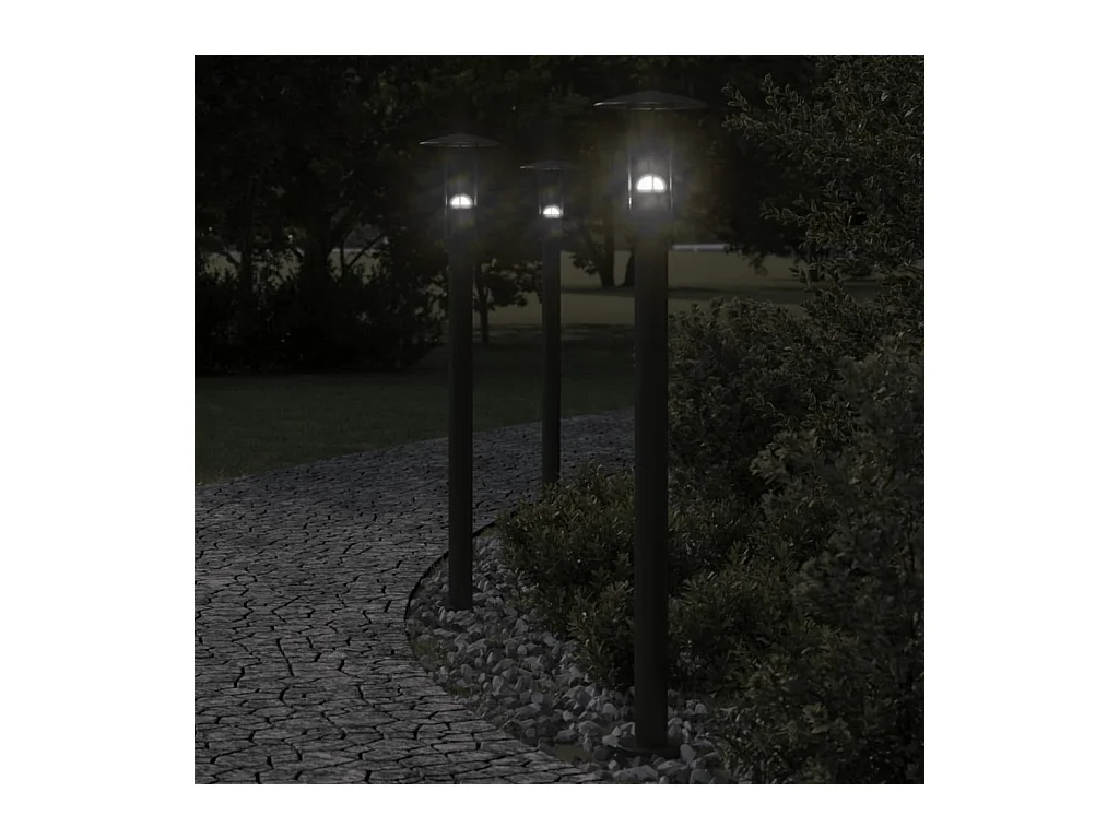 Lampadaires d'extérieur 3 pcs argenté 13 x 13 x 100 cm 02_0042545