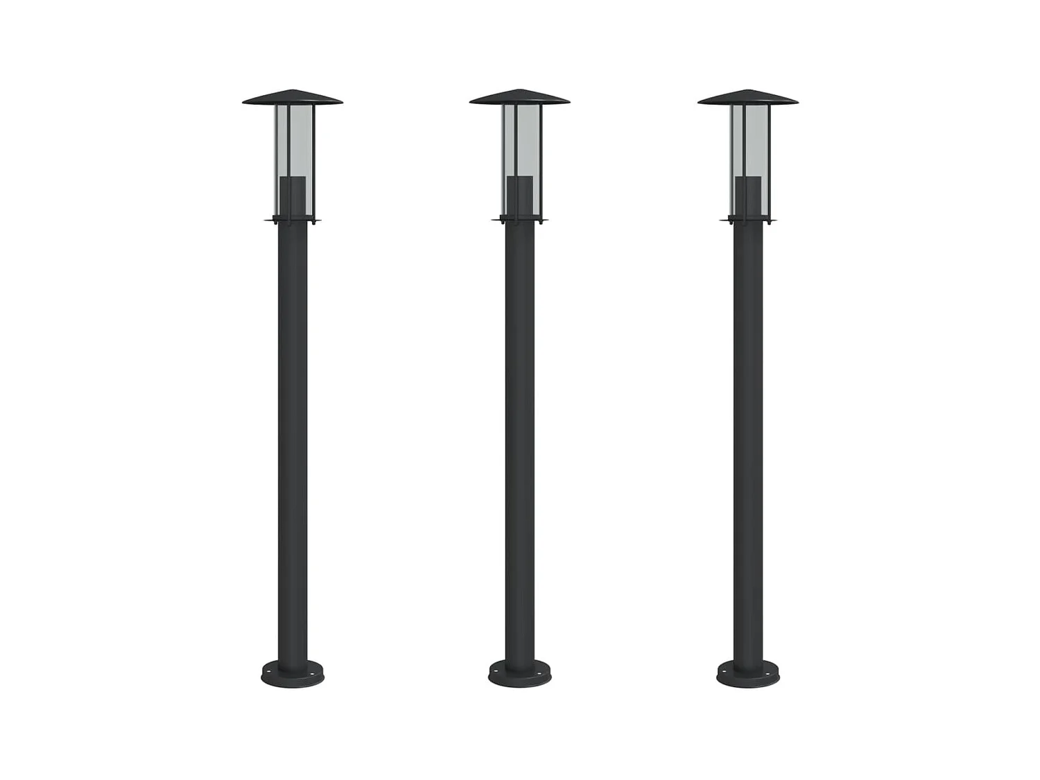 Lámparas de pie para exterior 3 piezas 100 cm acero inoxidable negro 02_0042545