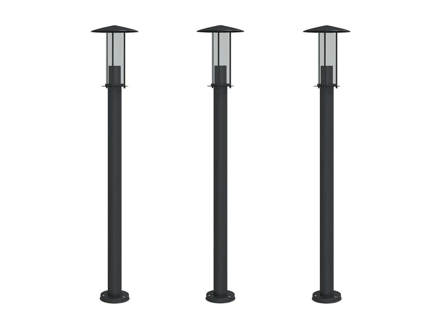 Lampade da terra per esterno 3 pz 100 cm acciaio inox nero 02_0042545