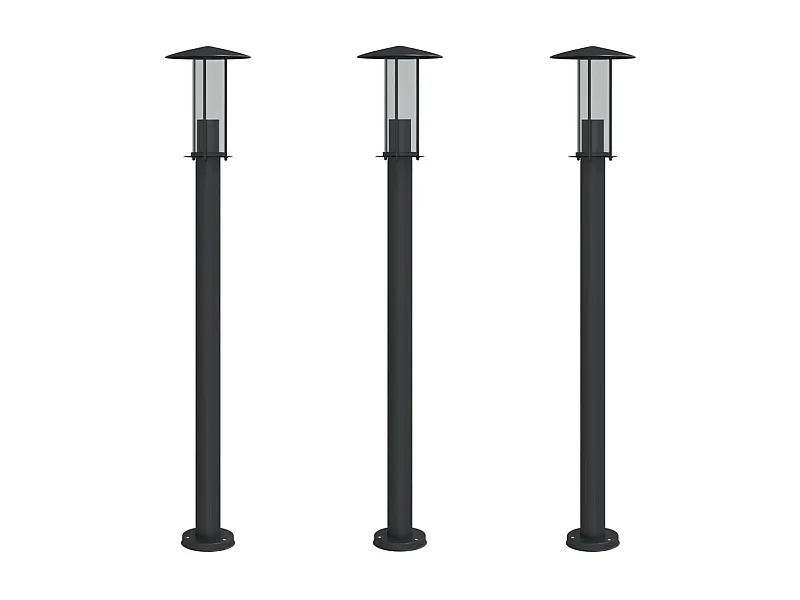 Lampadaires d'extérieur 3 pcs argenté 13 x 13 x 100 cm 02_0042545