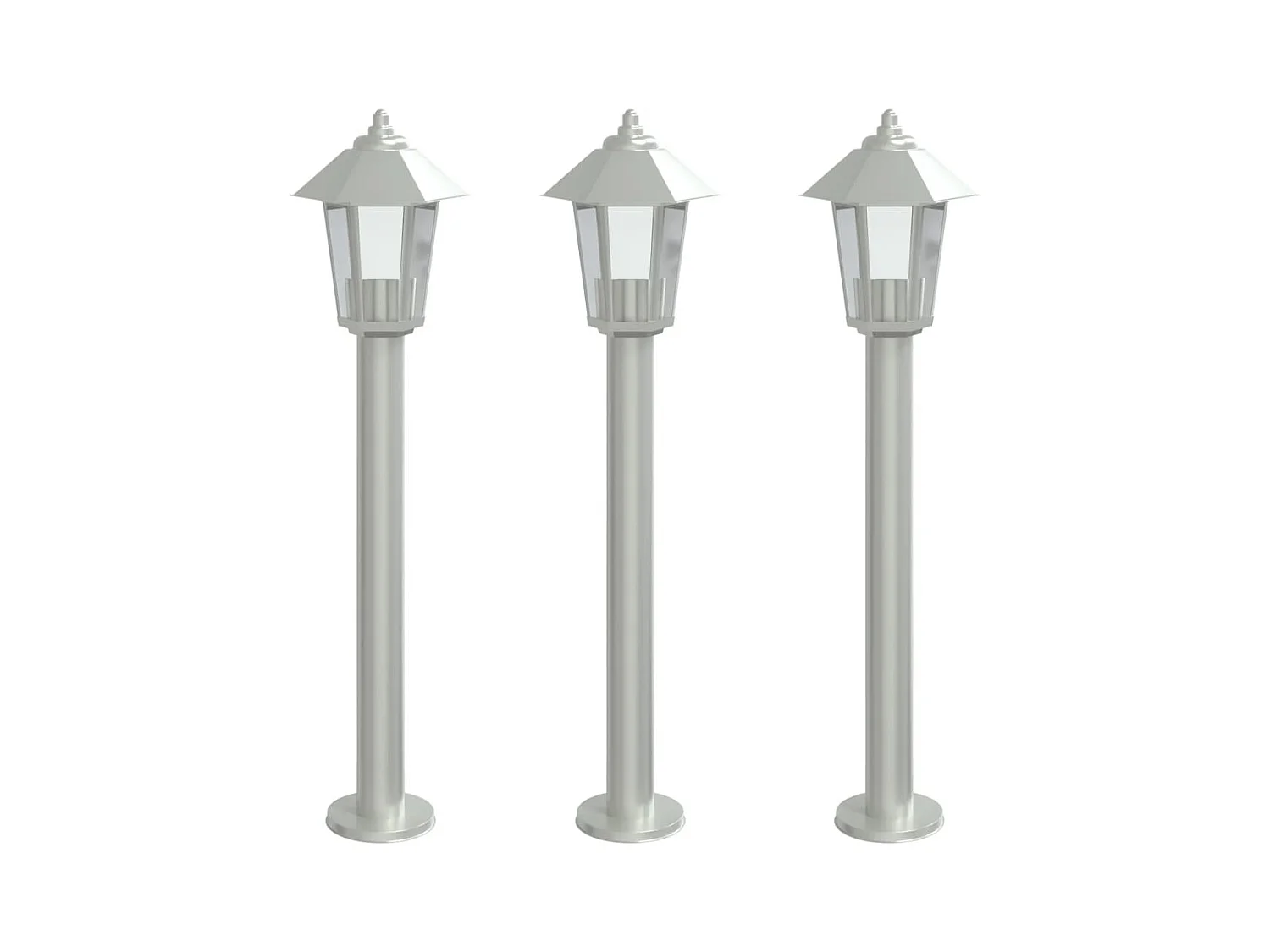 Lámparas de pie para exterior 3 piezas plata 80 cm acero inoxidable Plata 02_0042561