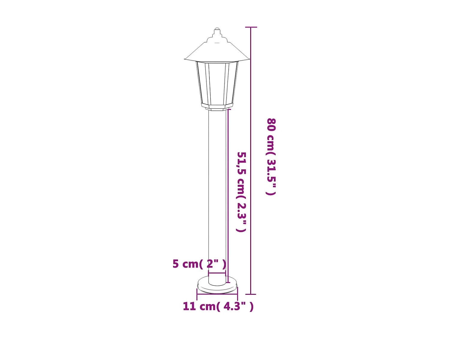 Lampade da terra per esterno 3 pz argento 80 cm acciaio inox Argento 02_0042561