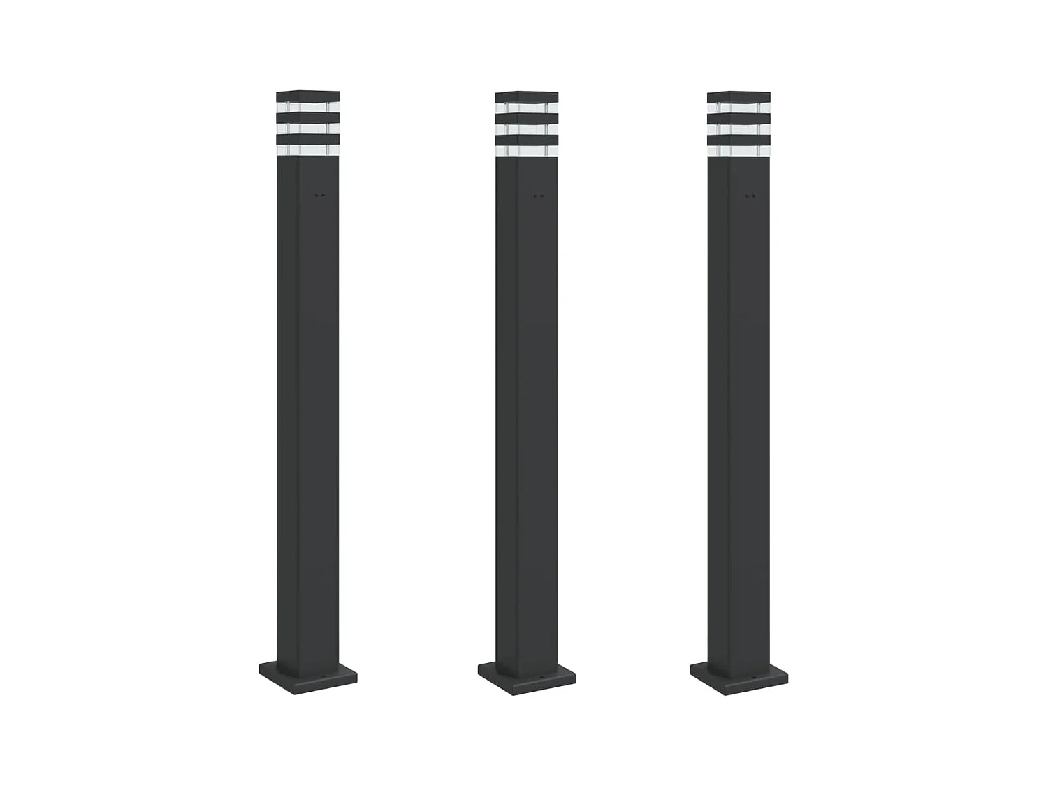 Luminárias de chão para exterior com tomada 3 peças 110 cm alumínio preto 02_0042569