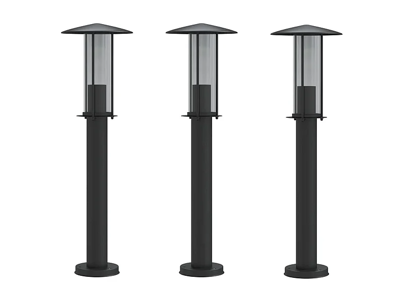 Lampade da terra per esterno 3 pz 60 cm acciaio inox nero 02_0042551