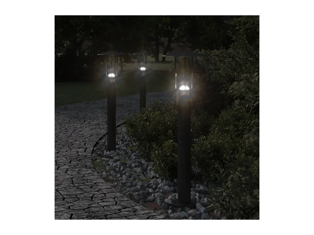 Lampadaires d'extérieur 3 pcs argenté 13 x 13 x 60 cm 02_0042551