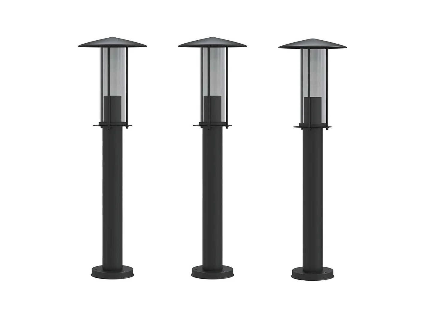 Lámparas de pie para exterior 3 piezas 60 cm acero inoxidable negro 02_0042551