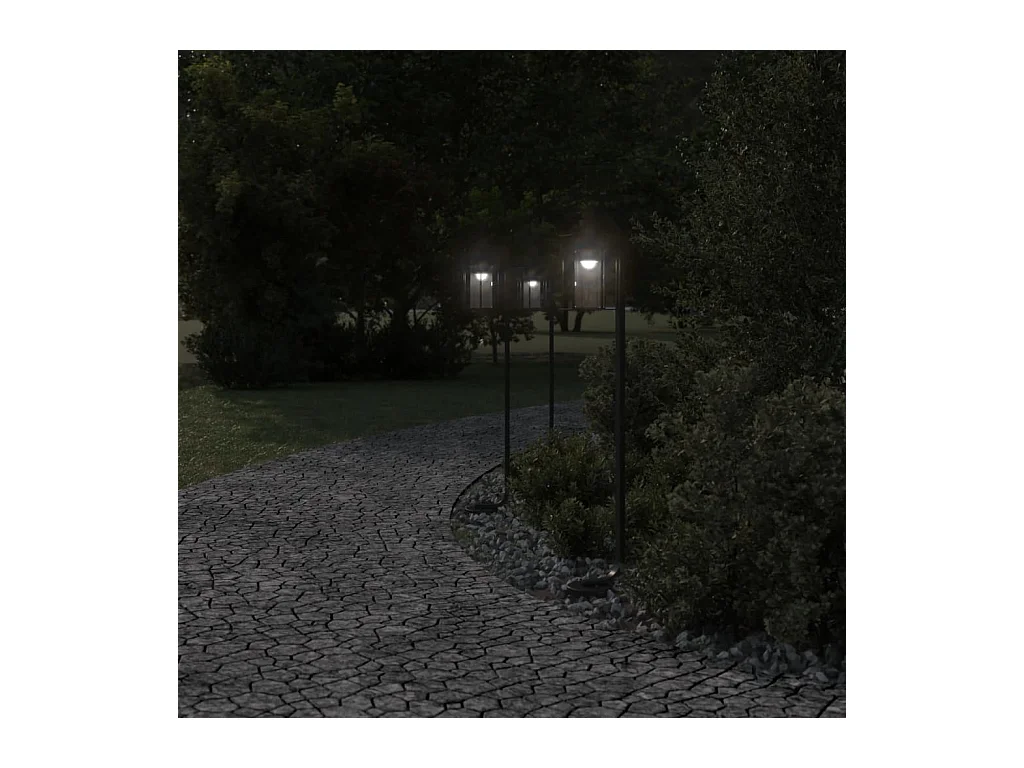 Lampadaires d'extérieur 3 pcs argenté 13 x 13 x 100 cm 02_0042544