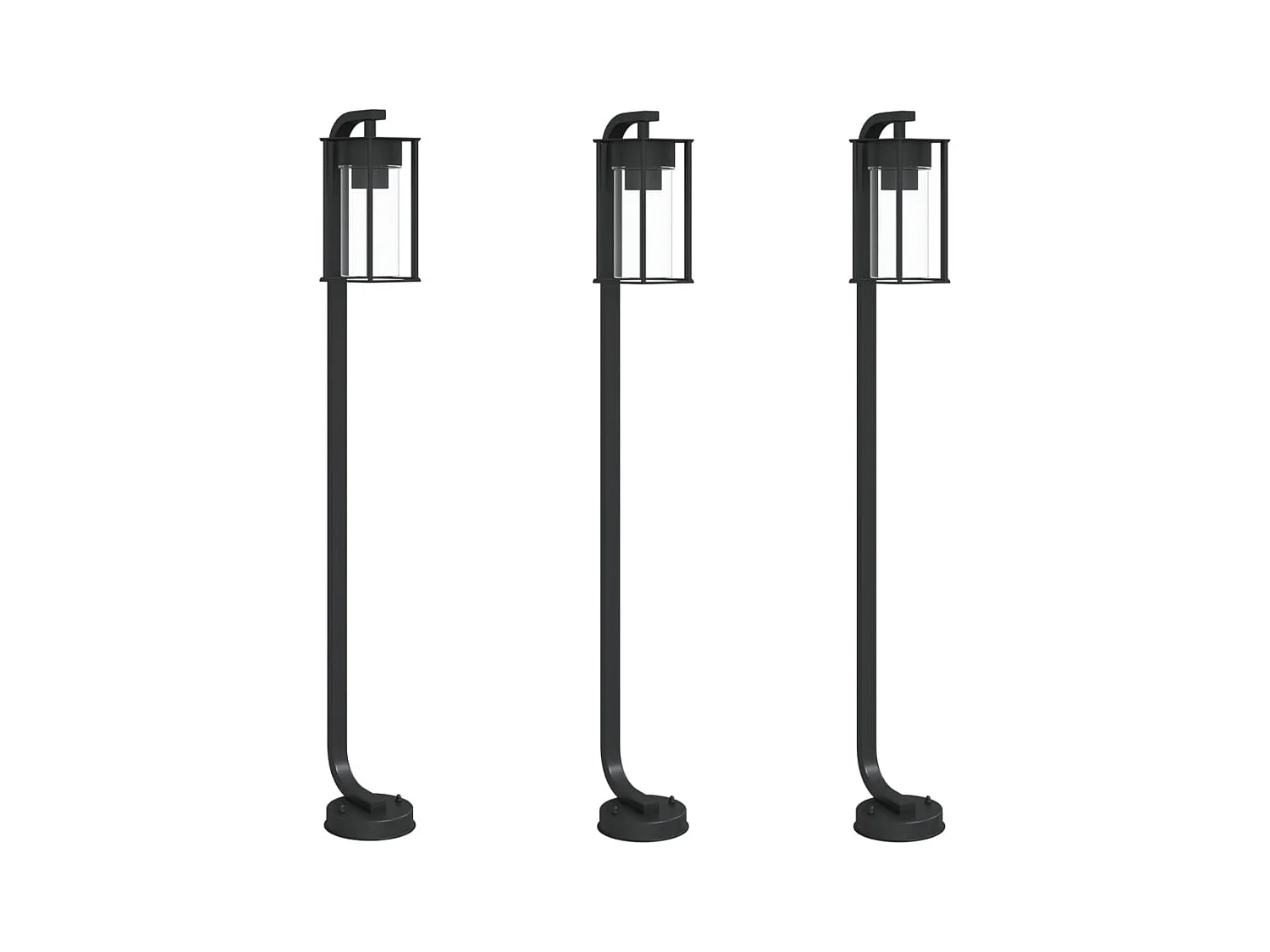 Lámparas de pie para exterior 3 piezas 100 cm acero inoxidable negro 02_0042544