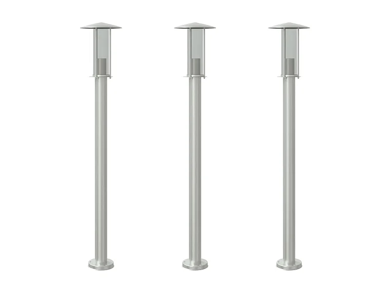 Lampade da terra per esterno 3 pz argento 100 cm acciaio inox Argento 02_0042555