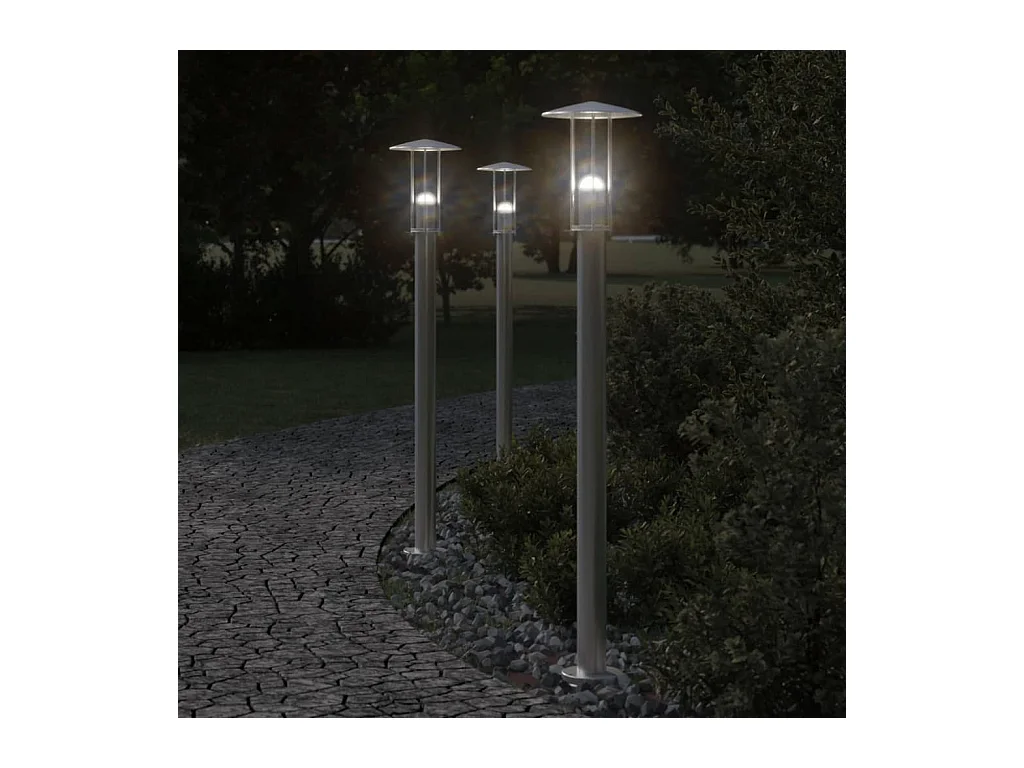 Lampadaires d'extérieur 3 pcs argenté 13 x 13 x 100 cm 02_0042555