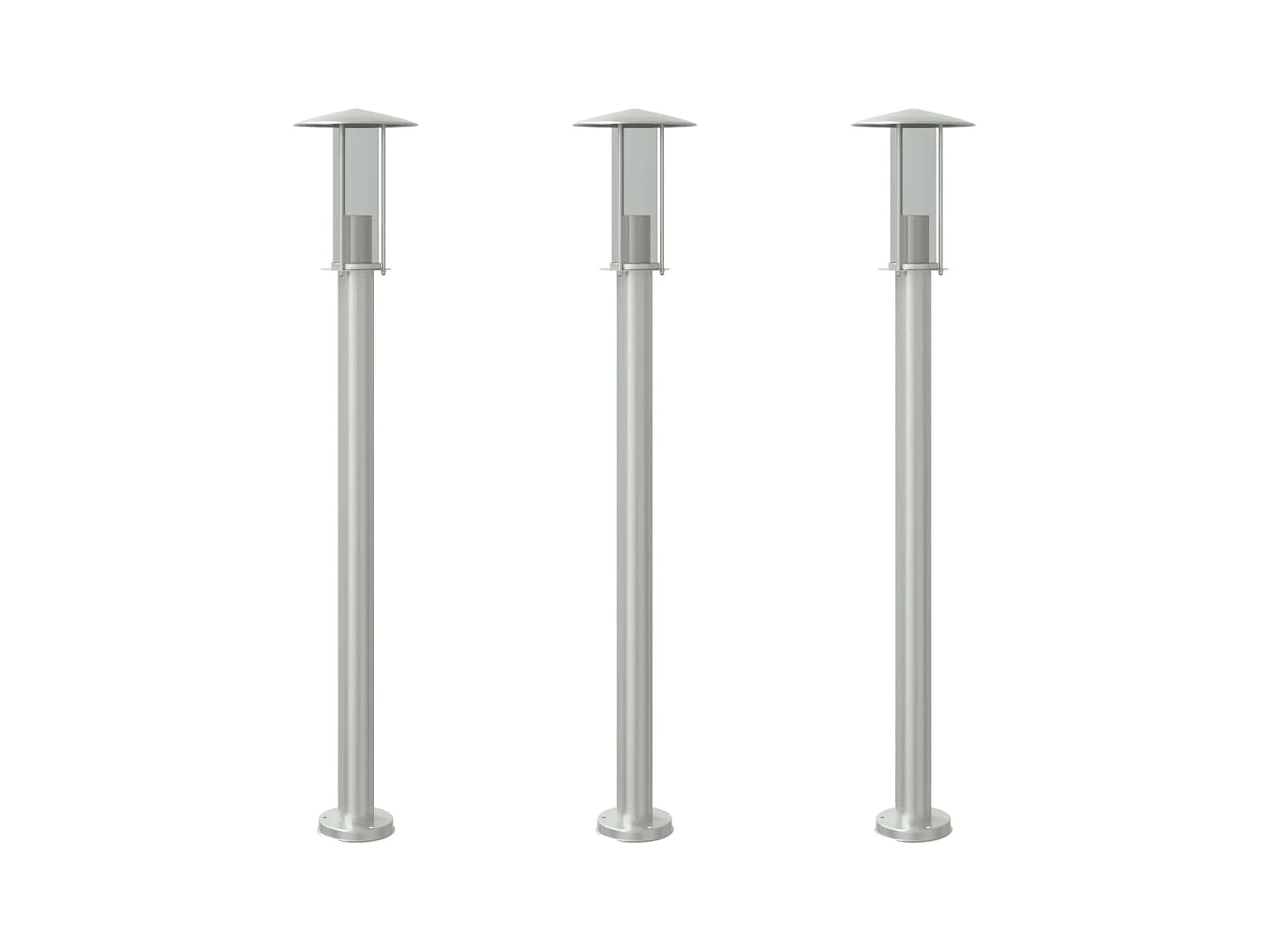 Lámparas de pie para exterior 3 piezas plata 100 cm acero inoxidable Plata 02_0042555